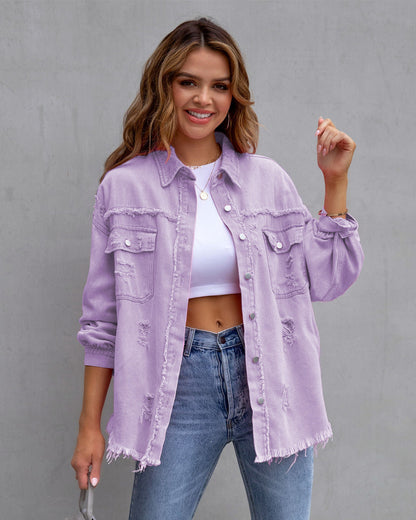 Veste Chemise Denim Déchirée