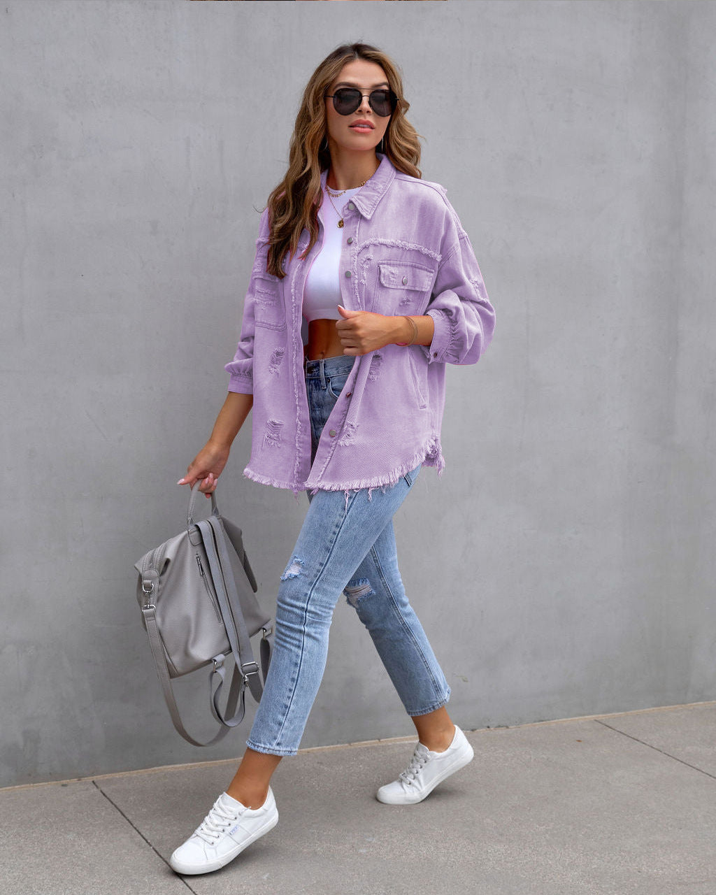 Veste Chemise Denim Déchirée