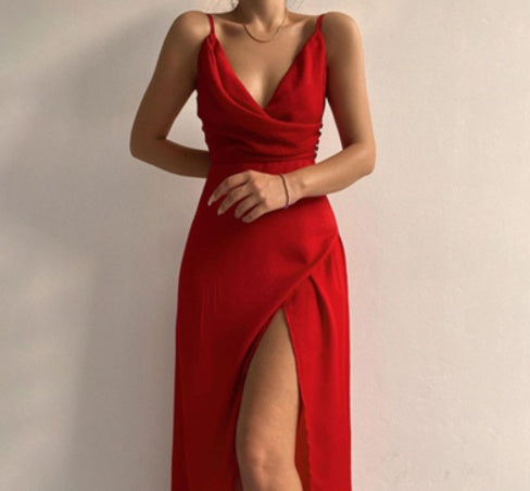 Robe Satinée Fendue